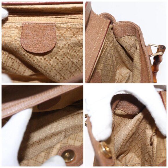 GUCCI Bamboo Hand Bag Suede Brown Gold 000 122 0316 Auth gh1243 - Picture 15 of 16